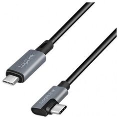 LOGILINK CU0184 Kabel USB 2.0 Type-C C/M kątowy na USB-C/M E-mark PD czarny 3m