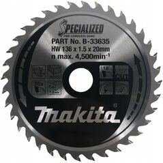 Makita MAKITA PIŁA TARCZOWA  136x20x36z SPECJALIZED DREWNO
