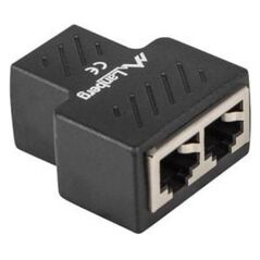 Lanberg Adapter złączka sieciowa RJ45 - RJ45 x2 ekranowany czarny -AD-RJ45-2RJ45-OS