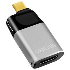 LOGILINK CUA0203 Adapter USB typu C C/M na HDMI-A+USB-C 4K PD aluminium czarny/szary