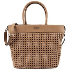 Guess, Sicilia, Synthetic Leather, Textile Handbag, Lined Compartment, Cognac, HWWG8490230, 30 x 30 x 12 cm For Women