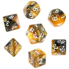 Rebel Komplet kości REBEL RPG - Dwukolorowe - Czarno-złote