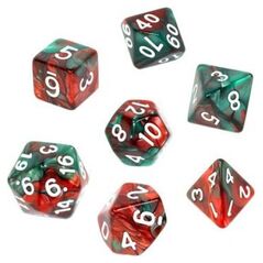 Rebel Komplet kości REBEL RPG - Dwukolorowe - Czerwono-zielone