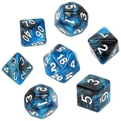 Rebel Komplet kości REBEL RPG - Dwukolorowe - Czarno-niebieskie