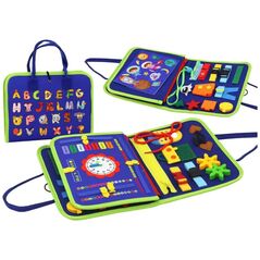 LeanToys Walizka Filcowa Sensoryczna Edukacyjna Niebieska