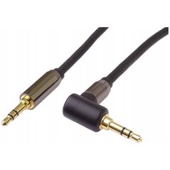 PremiumCord HQ stíněný kabel stereo Jack 3.5mm - Jack 3.5mm zahnutý 90°, 3m