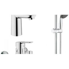 GROHE START EDGE set: bath and washbasin mixers, shower head, hose and stand