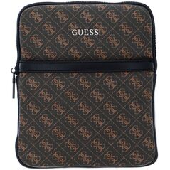 Guess, Vezzola, Flat Top Zip, Textile Crossbody Bag, Brown, For Men For Men