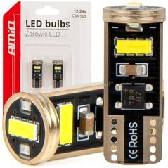 AMiO Żarówki led canbus t10e w5w 3x2055 smd white 12v 24v amio-03720