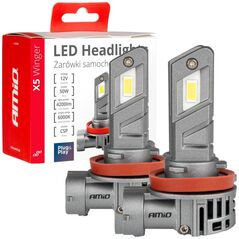 AMiO Żarówki samochodowe led seria x5 winger h8 h9 h11 6000k canbus amio-03947