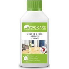 nordicare Nordicare LINSEED OIL is a vegetable oil for treatment and maintenance of all solid wood. The oil leaves a 100% biological surface and underlines the original natural structure of the wood. Provides the surface with a beautiful, long-lasting an