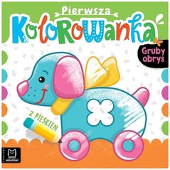 Pierwsza kolorowanka z pieskiem. Gruby obrys