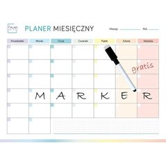 Plan your life Planer magnetyczny miesięczny tęczowy + marker