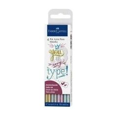 Faber-Castell Zestaw Pitt Artist Pen Handlettering 4szt. w etui odcienie metalicyne