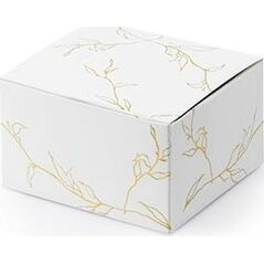Party Deco Pudełeczko ozdobne, gałązki, białe, 6x3,5x5,5 cm, 10 szt. uniwersalny