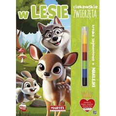 Ciekawskie zwierzęta W lesie z kredką i naklejkami