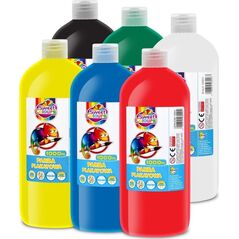 Farby plakatowe w butelkach 1000ml (6 kolorów)