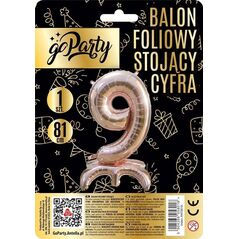 Balon foliowy stojący 9 rose gold 81cm