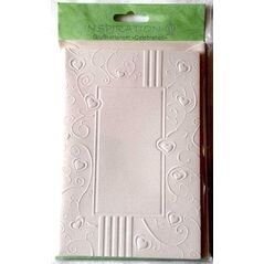 Karty tłoczone+koperty ornament serca creme05 5szt