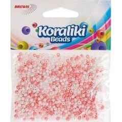 Koraliki akrylowe do nawlekania białe różowe 35mm