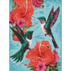 Diamentowa mozaika - Szmaragdowe kolibry 30x40cm