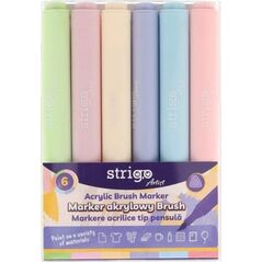 Marker akrylowy z końcówką Brush 6kol STRIGO