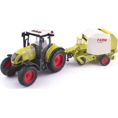 Traktor z przyczepą, belownica siania, ciągnik