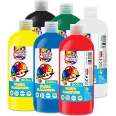 Farby plakatowe w butelkach 500ml (6 kolorów)