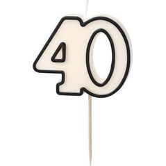 Świeczka urodzinowa 40 biało-czarny 5,5cm