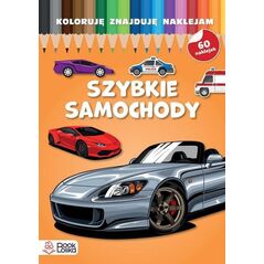 Koloruję, znajduję, naklejam. Szybkie samochody