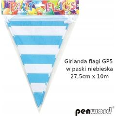 Girlanda flagi w paski niebieska 27.5cmx10m