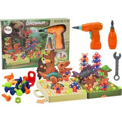 LeanToys Klocki Puzzle Konstrukcyjne 3D DIY Dinozaury Rozkręcanie Wiertarka
