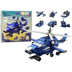 LeanToys Helikopter Śmigłowiec Policyjny Klocki Konstrukcyjne 6w1 Niebieski 1000ele.