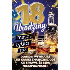Karnet Urodziny z nakładką na butelkę 18
