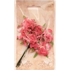 Kwiatki materiałowe rózowo-białe 3cm 6szt