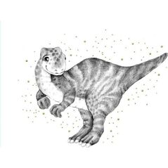 Karnet złocony kwadrat CL3824_BL Dinozaur