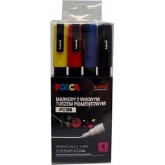 Markery plakatowe PC-3M 4 kolory POSCA UNI