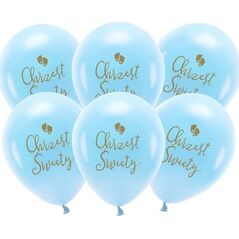 Balony Eco Chrzest Święty błękit 33cm 6szt