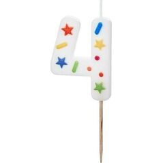 Świeczka urodzinowa 4 biała konfetti 5.5cm
