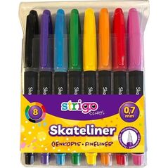 Cienkopisy Skateliner 0,7mm 8szt STRIGO