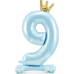 Stojący balon foliowy 9 błękitny 84cm