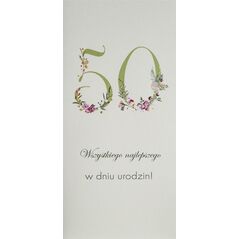 Karnet Urodziny 50 DL U18 - Kwiaty