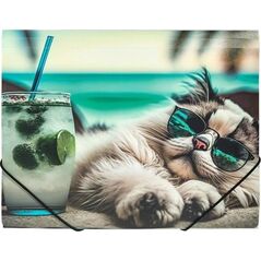 Teczka A4 PP na gumkę z nadrukiem Chillout Cat