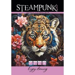 Kolorowanka A4 8 obrazków Steampunk Tygrys