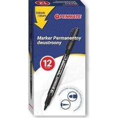 Marker dwustronny czarny (12szt) PENMATE