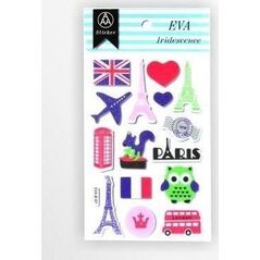 Stiker z elementami z pianki z lekkim brokatem