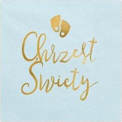 Serwetki Chrzest jasny niebieski 33x33cm 12szt