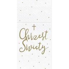 Kieszonka na sztućce biała Chrzest 10x20cm 6szt