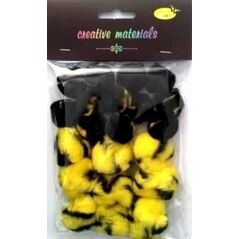 Pompony dwukolorowe żółto czarne 25-40mm 21szt