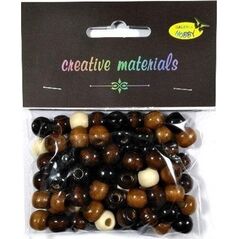 Koraliki drewniane naturalny mix 10mm 25g